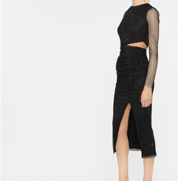 Self-Portrait black studded jersey midi dress (Sm-6) - Picture 4 of 11